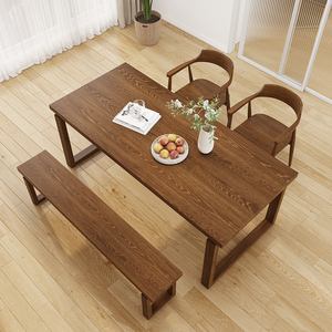 新中式白蜡纯实木餐桌莫比嗯家用小户型简约原木茶桌长方形工作台