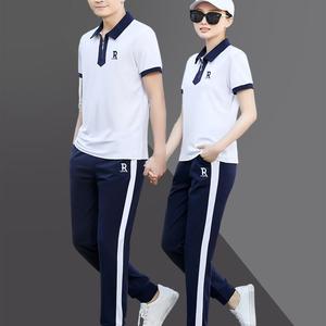 正品乔丹运动套装男士2023夏季短袖情侣运动服装男女韩版休闲两件