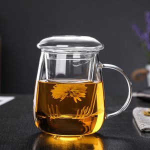 泡茶杯玻璃透明茶水分离茶叶过滤大容量耐热带把办公杯男女茶水杯