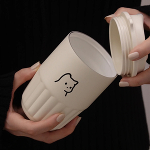 不锈钢复古咖啡杯陶瓷内胆保温水杯随行便携式高档精致高颜值外带