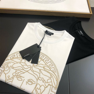 Versace范思哲短袖T恤夏季新款美杜莎烫钻圆领时尚休闲丝光棉男装