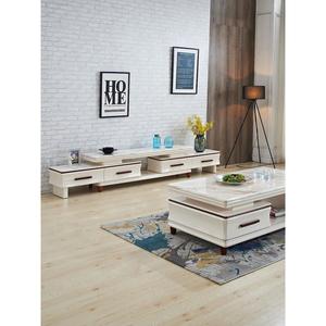 一等家具大理石岩板电视柜茶几组合套装现代简约北欧客厅伸缩实木