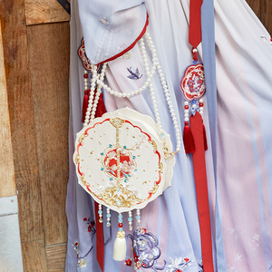 余小十三豆蔻儿[团扇]刺绣珍珠串流苏扇子包包手提包日常百搭通