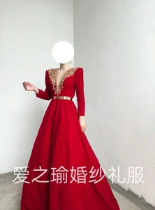 女士新款中国风民族声乐艺考美声晚礼服主持民歌演出气质修身礼服