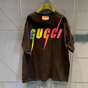 代购Gucci/古驰正品 春季新款男士圆领LOGO印花休闲棉质短袖T恤