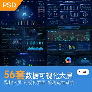 PSD数据可视化大屏设计iot监控运维大屏信息可视化ps素材模版