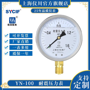 上海仪川仪表 耐震防震抗震压力表YN100 充油表 气压油压水压真空