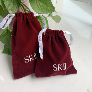 skii/SK-II/SK2 赠品化妆包 大容量旅游环保红色网纱包绒布抽绳袋
