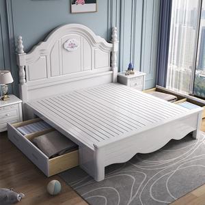 儿童床女孩公主床美式欧式实木床原木1.5米女生单人床储物少女床