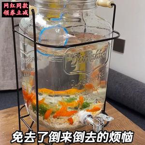 圆柱形玻璃鱼缸带水龙头可防水客厅玄关办公桌面茶几创意小型金鱼