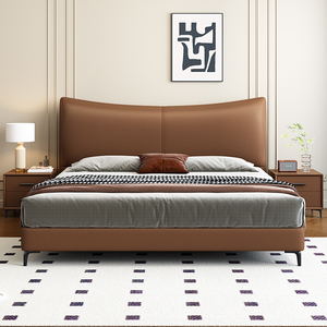 顾家家居意式极简新款真皮床1.5米家用主卧婚床现代简约1.8米双人