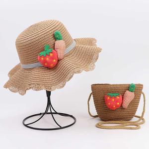 New Summer Childrens Baby Waved Beave Beach Hat Straw Bag O