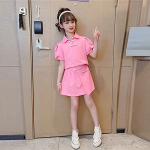 女童裙子2024夏季新款连衣裙短袖中大儿童装洋气公主裙纯棉粉色裙
