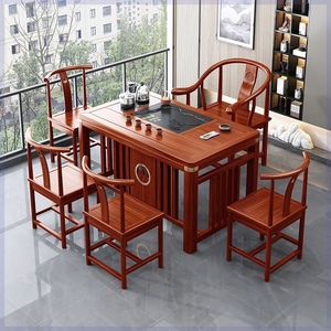 实木茶桌茶台家用小户型阳台桌椅组合中式一体一整套功夫泡茶茶桌