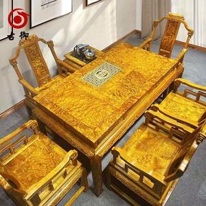 金丝楠木茶桌家具椅子组合新中式黄金樟功夫茶台高端家用办公茶几