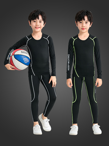 乔丹联名儿童篮球服套装男女童健身衣小学生打底运动足球服训练内