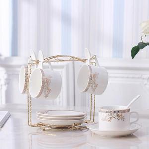 碟咖啡杯带套装骨瓷咖啡杯套具欧式咖啡勺创意件套4陶瓷杯架子