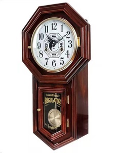 八卦机械钟客厅家用纯铜机芯老式摆钟表中式报时实木复古机械挂钟