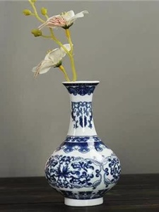 青尚瓷中式e陶瓷小瓶办摆室公件时花工艺品创意简约家居壁挂花花