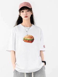 CLOT x McSpicy 麦当劳联名“板烧鸡腿堡”印花纯棉宽松圆领T恤男