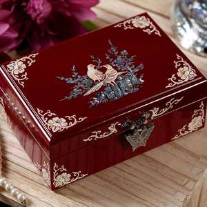 螺钿漆器饰品收纳首饰盒小实木质盒子简约复古中式情人节结婚礼物