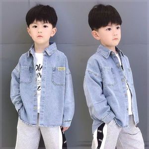 男童牛仔衬衣春秋洋气韩版中大童儿童长袖衬衣潮上衣薄款网红外套