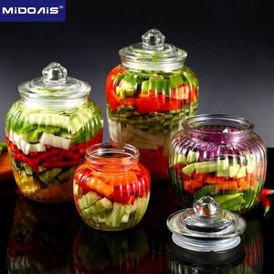 透明玻璃罐家用腌制密封罐装咸菜玻璃瓶带盖腌菜小泡菜坛子储物罐