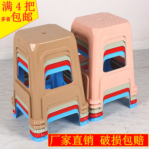 经济型夏天40厘米胶櫈子矮凳塑料凳子加固方凳加厚透气批發商用