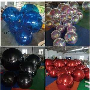 圣诞装饰彩色透明球蓝色吊球反光球炫彩透明球充气炫彩镜面球