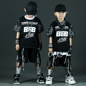街舞儿童潮服男童炸街演出服装夏季61表演服两件套嘻哈hiphop童装