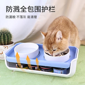 宠叮当猫碗陶瓷大容量宠物碗猫咪碗猫猫饭碗猫粮碗护颈小猫狗盆