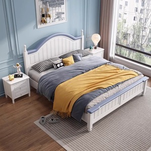 北欧白色全实木床现代简约奶油风格1.8米双人床1.5主卧公主美式床