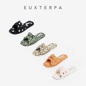 EUXTERPA欧特帕印花扭结拖鞋春季新品女式时尚法式寝室拖鞋可外穿