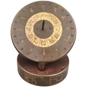 纯铜日晷罗盘模型摆件十二生肖仿古收藏紫铜古代计时器测太阳高度
