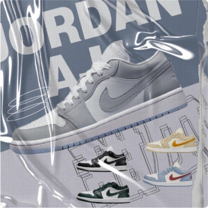 Air Jordan 1 Low AJ1 灰白黑白熊猫米黄白绿复古篮球鞋DC0774