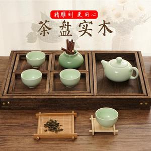 日式简约茶盘家用实木托盘收纳茶台榻榻米茶桌杯垫茶座茶托套装