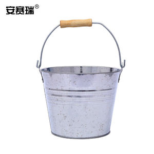 安赛瑞白铁皮水桶5L镀锌铁桶加厚铁皮桶提水桶圆桶便携手提油漆桶