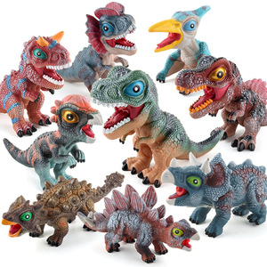 跨境货源仿真动物模型 Q版软胶恐龙BB叫恐龙玩具 空心捏捏叫玩具