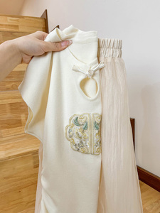 夏装搭配一整套女新中式国风短袖上衣不规则网纱仙女半身裙两件套