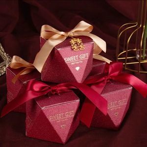 喜糖盒金葱磨砂质感钻石创意婚礼韩式浪漫糖盒喜糖袋糖果包装盒子
