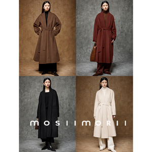 【赫拉天后】MOSIIMORII中长款羊毛浴袍大衣女冬2024双面毛呢外套