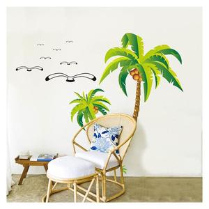 椰子树墙贴画海滩风景椰树海鸥贴纸客厅房间卧室墙面装饰墙纸自粘