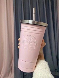 星巴克杯子新款粉色吸管杯高颜值送学生女神随手杯大容量咖啡水杯