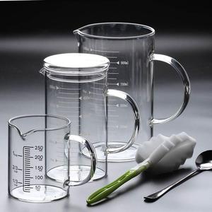 耐热玻璃量杯带容器测量烘焙厨房家用刻度计量酒器克度透明