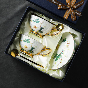 欧式咖啡杯套装骨瓷花茶杯简约陶瓷家用英式红茶杯子下午茶茶具