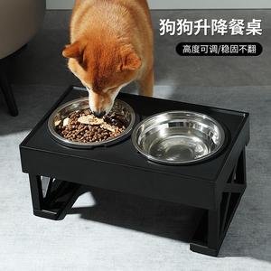 狗碗喂食碗双碗中大型犬防打翻支架碗猫咪饭碗宠物碗狗狗不锈钢碗