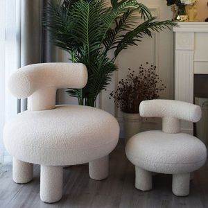 网红羊羔绒毛沙发椅靠背客厅轻奢小矮凳子软座创意可爱儿童沙发凳
