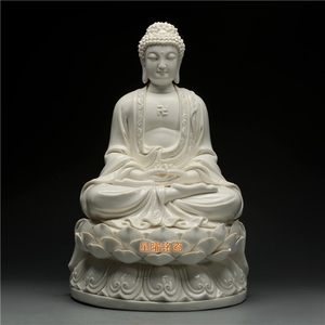 德化白瓷18寸如来佛祖陶瓷佛像摆件阿弥陀佛释迦牟尼佛药师佛