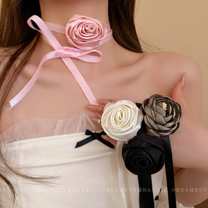 布艺飘带花朵一款多戴项链韩国甜美ins风锁骨链可爱简约颈链颈饰