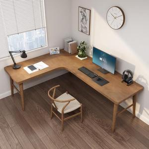 家用实木转角书桌拐角电脑桌七字型书桌l型写字桌7形办公桌工作台